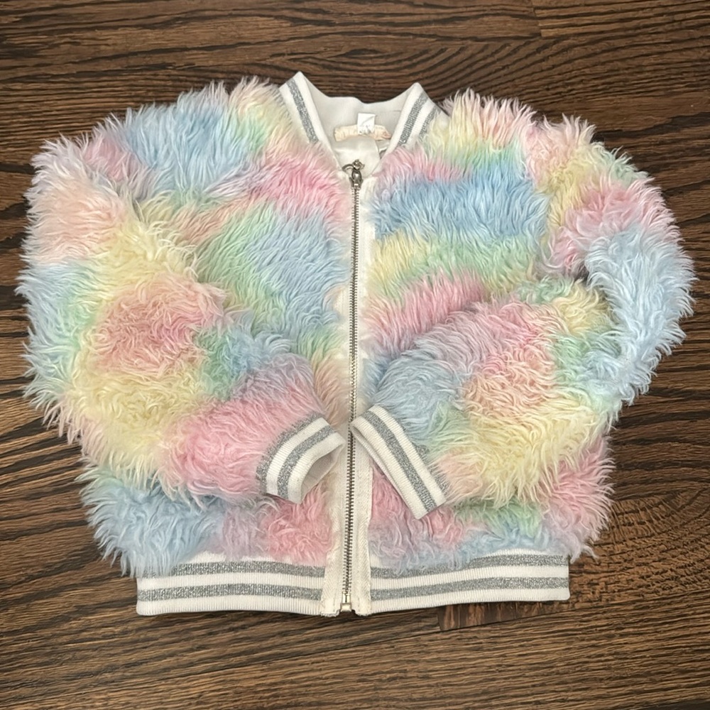 4 Rainbow Unicorn Faux Fur Jacket by Sara Sara from Nordstrom EUC 3T